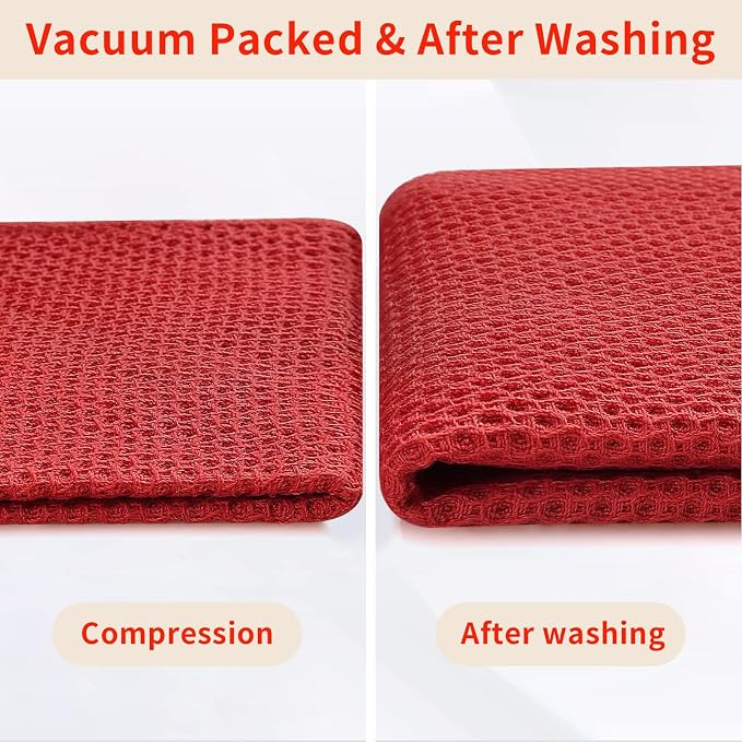 Homaxy 100% Cotton Waffle Weave Kitchen Dish Cloths 6-Pack, Brick Red | 12 x 12 Inches, Ultra Soft Absorbent Dish Towels, Quick Drying Dish Rags with Hanging Loop - Image 7