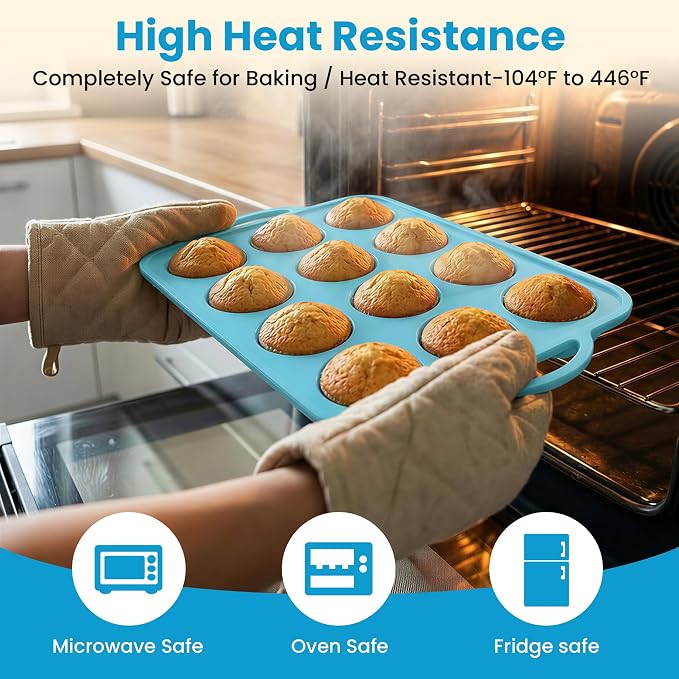 2Pack Silicone Muffin Pan for Baking - Cupcake Pans with Metal Frame - Image 5