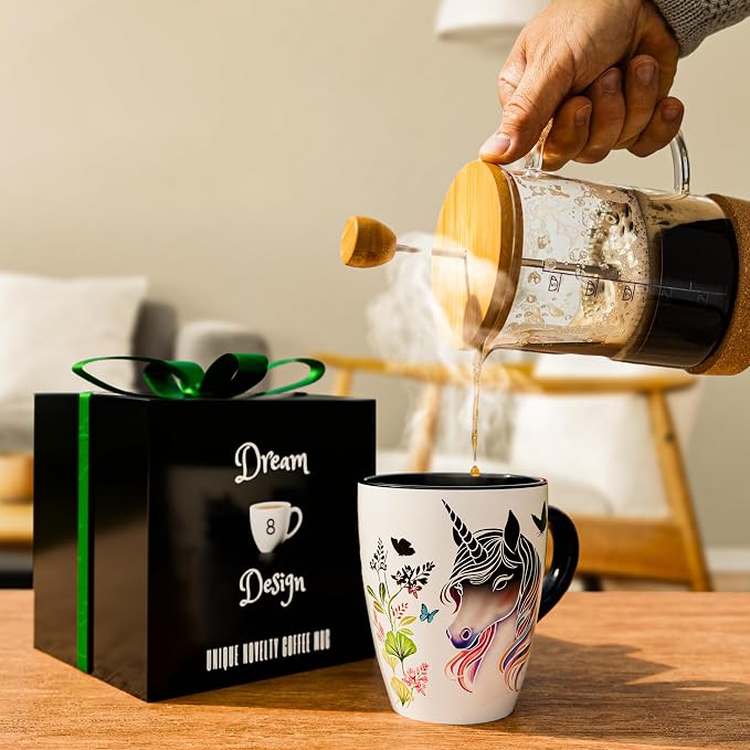 Color Changing Unicorn Coffee Mug 12oz – Heat Sensitive Ceramic Cup with Floral Reveal – Unicorn Gifts for Women, Unique Coffee Mugs, Christmas Holiday Gift, Perfect for Coffee, Tea or Cocoa - Image 5