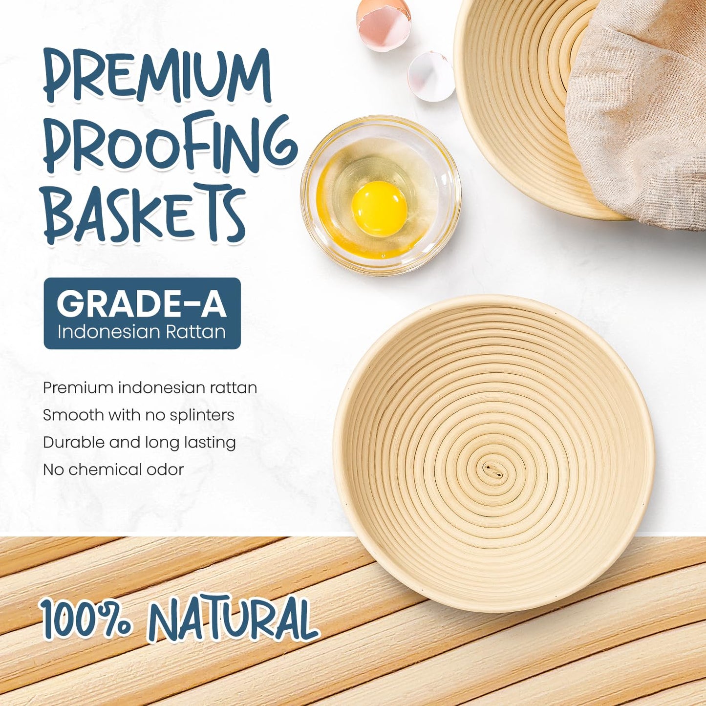 Complete Sourdough Bread Baking Kit with Banneton Basket & Starter Jar