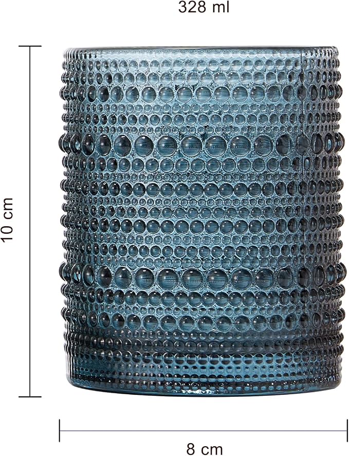 Vintage Beaded Hobnail Tumbler, Colored Drinking Glasses, Set of 6 | 11 oz | Vintage Colored Glass, HAND WASH ONLY, Comfortable Grip, Ideal for Whiskey, Water, Wine, Cocktails & Everyday Beverages - Image 8