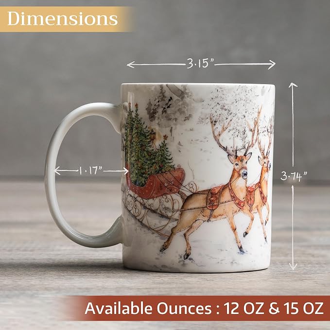 Maison d' Hermine Coffee Mug with Handles Tea Cups (12 Ounce, Pack of 1) | Fine Bone China Coffee Mugs for Hot Beverages Cappuccino Latte Home Hotel Spring Summer -Christmas Tradition - Reindeer - Image 4