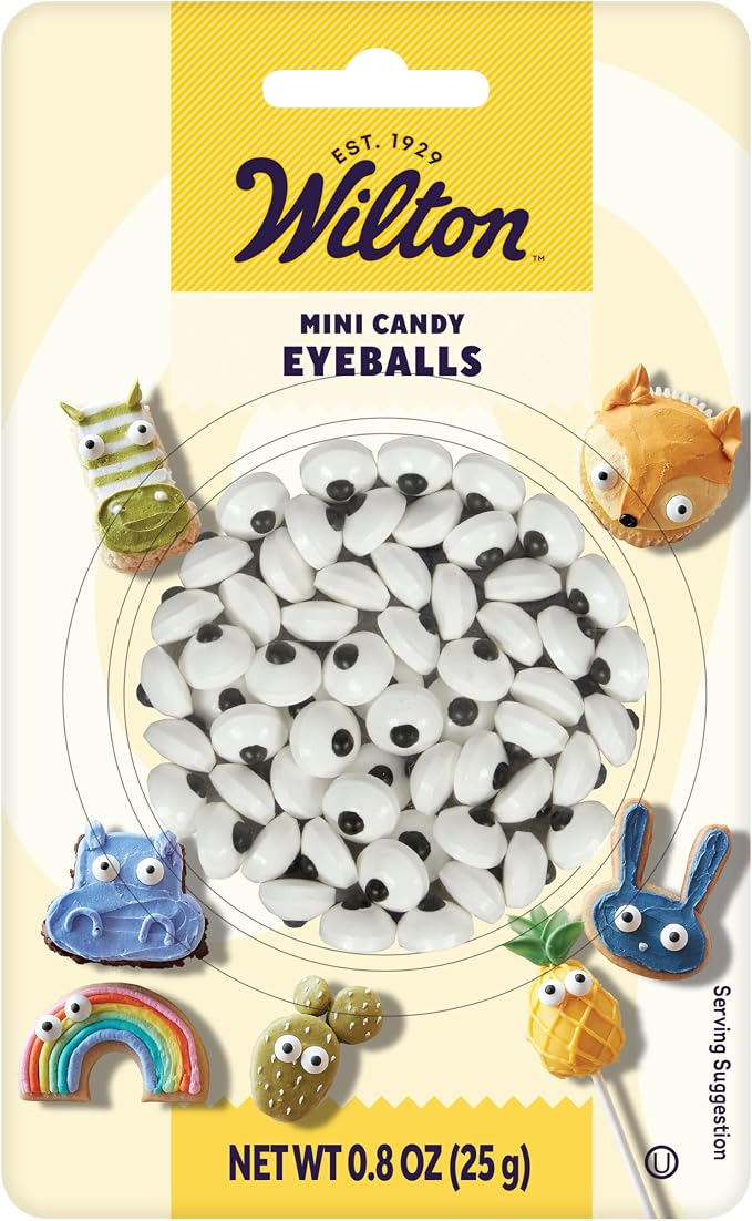 Wilton Edible Candy Eyeball Sprinkles, Small Edible Googly Eyes for Decorating Cupcakes, Cookies & Halloween Treats, Black and White, 0.88 oz - Image 2