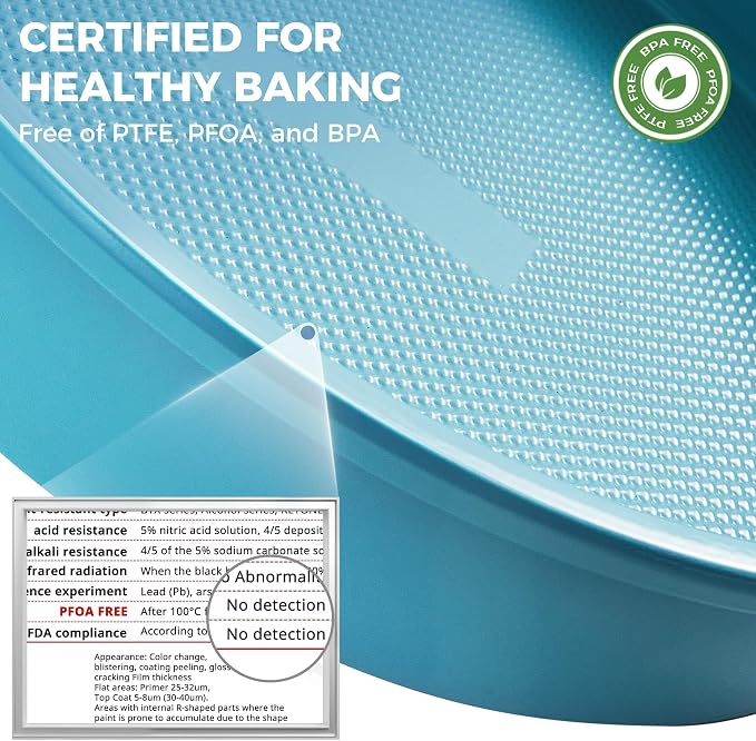 Ceramic Nonstick 9” Round Cake Pans, Heavy-Duty Aluminized Steel | Non-Toxic 9 Inch Round Cake with Diamond Texture, Cake Pans 9 Inch Round for Baking Cheesecake, Cream, 2-Pack - Image 2