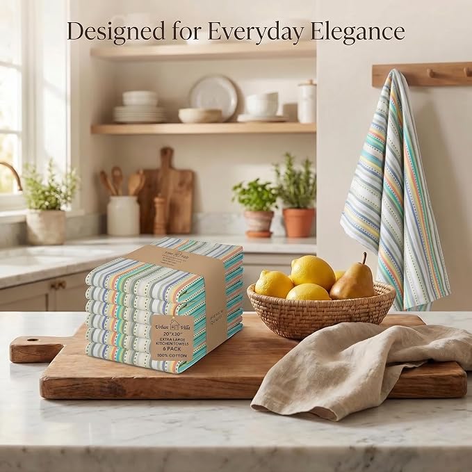 Urban Villa Kitchen Towels Cotton Dish Towels 20”x30” (Set of 6) Beige - Image 5