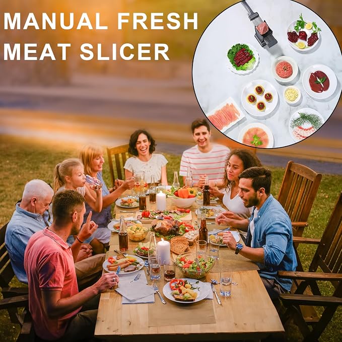 Fresh Meat Slicer, Manual Fresh Meat Cutter, Meal Prep Ideas, Adjustable Thickness 2mm or 4mm, 17 Blades get 18 Meat Slices, Meat Cleavers can be Sliced, Striped, Diced -Pink - Image 7