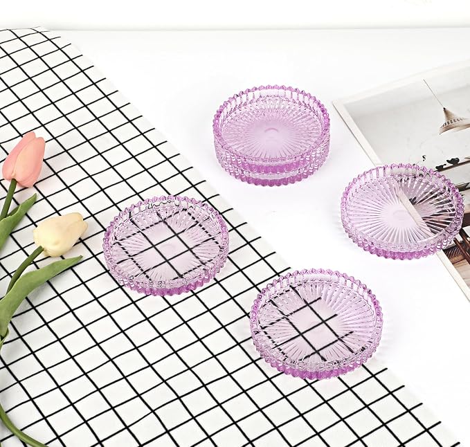 Modern Clear Coaster Set of 5- Glass Coasters for Drinks, Clear Purple | Crystal Coasters Round Cup Mat Coffee Table Decor for Office, Kitchen, Bar, Dining Room, Living Room, Patio - Image 9