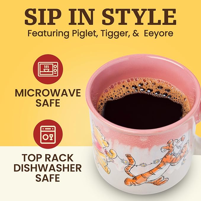 Silver Buffalo Disney Winnie the Pooh, Reactive Glaze Camper Mug, 20oz | Piglet, Tigger, Eeyore, Ceramic, 0.59 Liters - Image 3