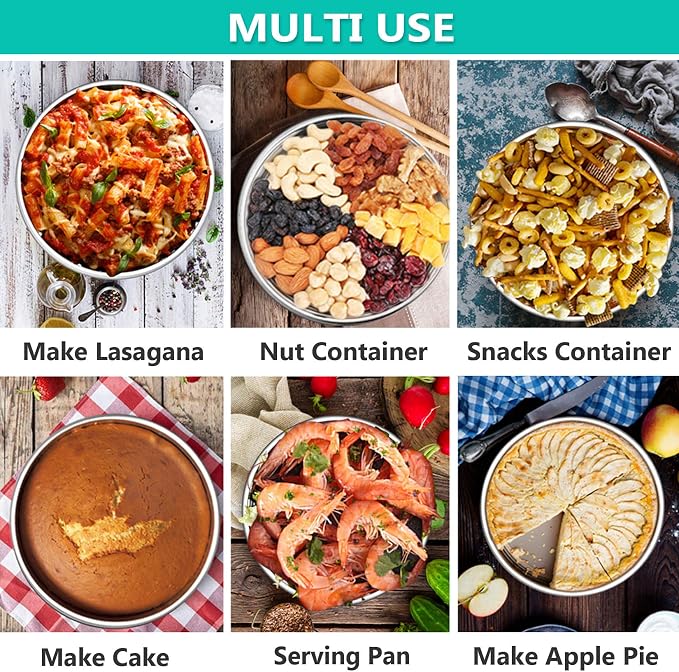 P&P CHEF Cake Pan Set of 3, 6" + 8" + 9.5" Round Baking Layer Cake Pan Tin | Stainless Steel & Mirror Finish, Bakeware for Birthday Weeding Anniversary, Heavy Duty & Non Toxic, Oven & Dishwasher Safe - Image 7
