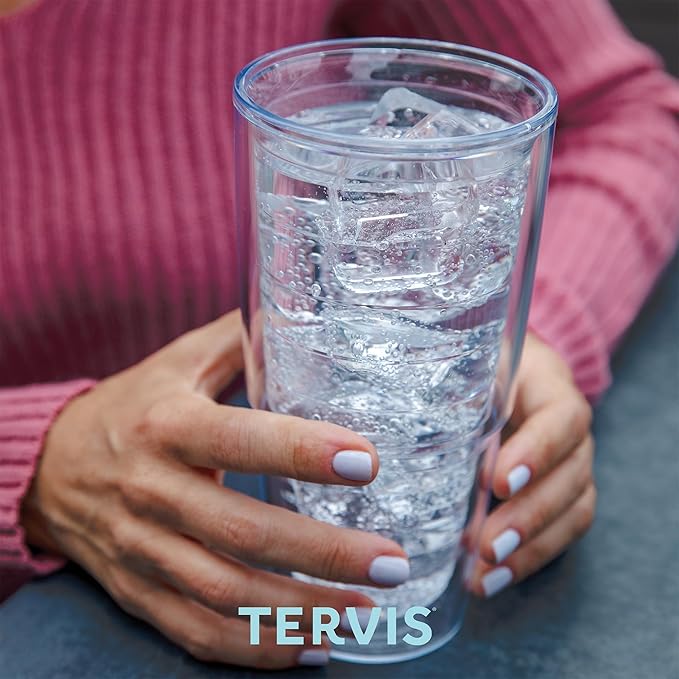 Tervis Clear & Colorful Tabletop Made in USA Double Walled Insulated Tumbler Travel Cup Keeps Drinks Cold & Hot, 24oz, Red - Image 5