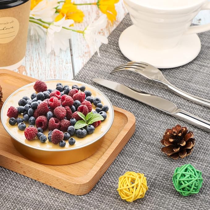 Beasea Aluminum Foil Pie Pan 4 inch Round Oven Baking Mini Cake Pan, 20 Pcs 8 Oz Aluminum Pie Pan Tin Golden Tart Pans for Pie Tart Quiche - Image 5