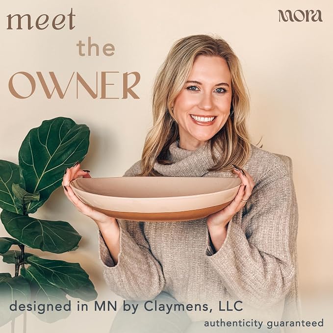 Mora Ceramic Large Serving Bowls- Set of 2 Oval Platters for Entertaining. Modern Kitchen Dishes for Dinner, Fruit, Salad, Turkey, etc. Oven, Dishwasher Safe, 110/80 oz, 16" / 14.6" - Neutrals - Image 3