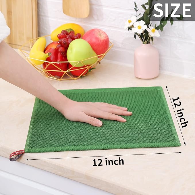 Homaxy 100% Cotton Waffle Weave Kitchen Dish Cloths 24-Pack, Grass Green | 12 x 12 Inches, Ultra Soft Absorbent Dish Towels, Quick Drying Dish Rags with Hanging Loop - Image 5