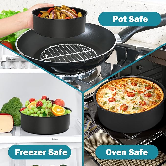 P&P CHEF 6 Inch Cake Pan Set, 4Pcs Non-stick Round Baking Cake Pans Tins | Stainless Steel Core & Nonstick Coating, Good for Baking Layer Tier Cakes for Birthday Wedding, Deep Side & One-piece Design - Image 6