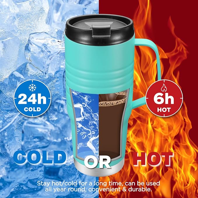 HAUSHOF 24 oz Travel Mug with Handle, Stainless Steel Vacuum Insulated Coffee, Double Wall Travel Mugs with Leakproof Lid, BPA Free - Image 5