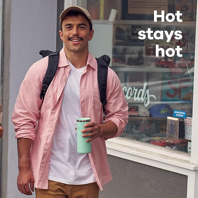Hydro Flask Travel Coffee Cup – Insulated Stainless Steel, Non-Spill, Leak Proof To-Go Tumbler 16 Oz Mermaid Green - Image 5
