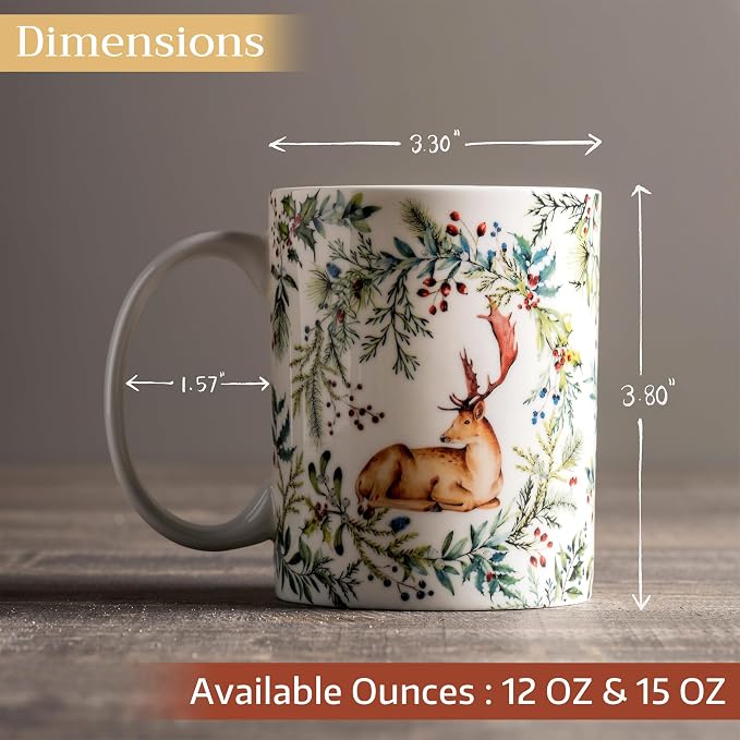 Maison d' Hermine Coffee Mug with Handles Tea Cups (15 Ounce, Pack of 2) | Fine Bone China Coffee Mugs for Hot Beverages Cappuccino Latte Home Restaurant Hotel Spring Summer -Holly Time - Image 4