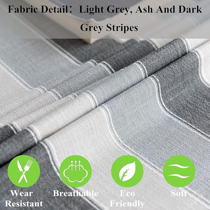 Home Brilliant Square Tablecloth 52x52, Striped Table Cover for Kitchen, Cotton Linen Table Cloth for Indoor Outdoor Picnic(52 x 52 Inch, Dark Grey) - Image 4