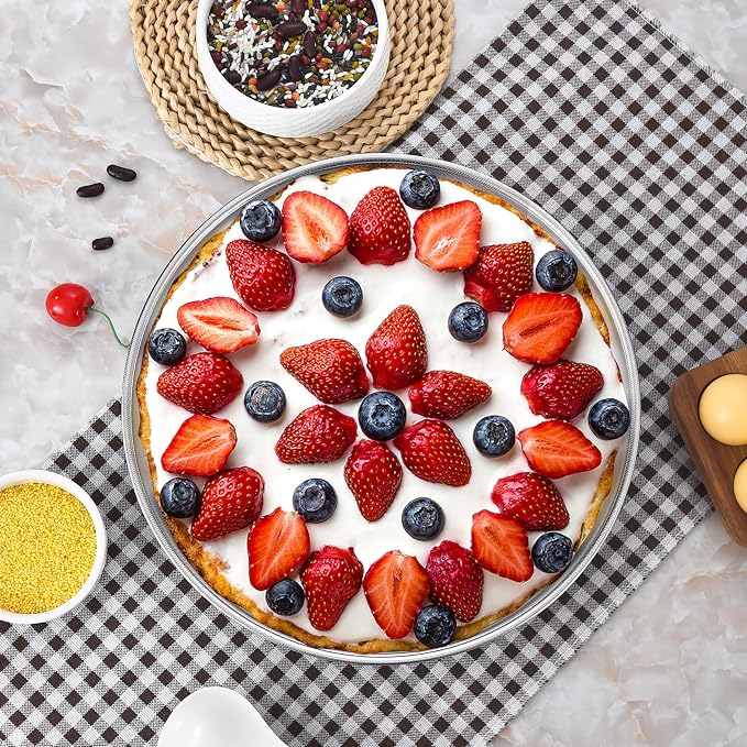 Inqibee 8-9.5 Inch Round Cake Pan Set, Stainless Steel Textured Bottom | Tri-ply Stainless Steel, Rolled Rim Layer Cake Bakeware, Oven & Dishwasher Safe, Healthy Non-Toxic for Birthday Wedding Cake - Image 7