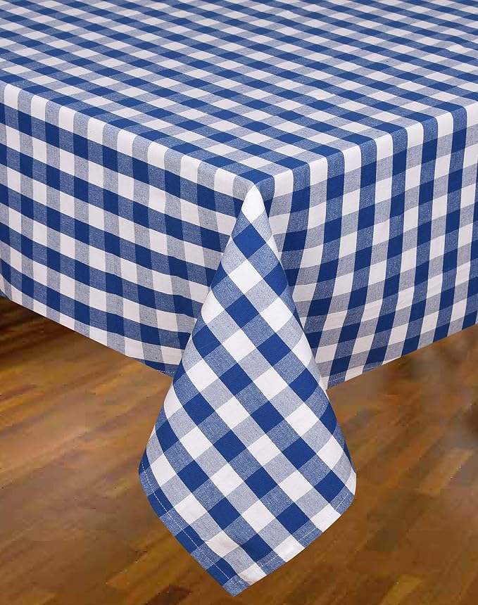 Urban Villa Tablecloth Cotton Rectangle 60x84(6-8 Seats) Blue White by CottonTrends