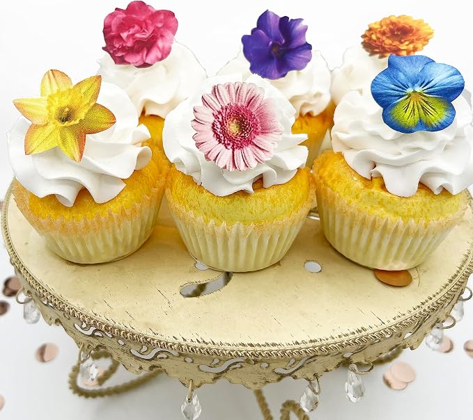 Sugar Robot - Edible Wafer flowers for cake decorating - Small Size - Edible flowers cake decorations - Premium Crafted - Made in the USA Cake -Set of 24 (Wafer Flowers) - Image 2