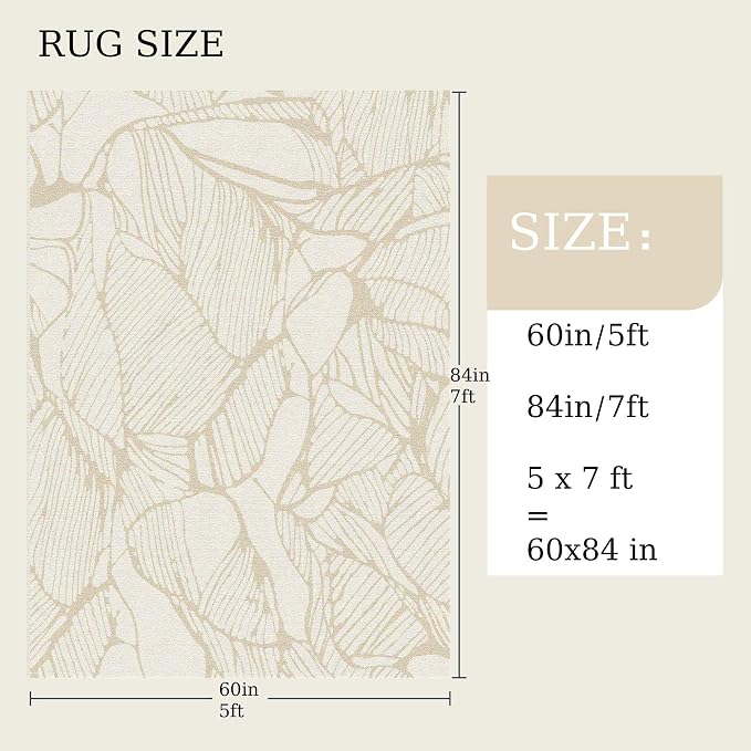 5x7 Area Rug, Machine Washable Living Room Rug - Non-Slip Low Pile Accent Rug for Bedroom, Pet Friendly, Modern Vintage Geometric Design - Image 2