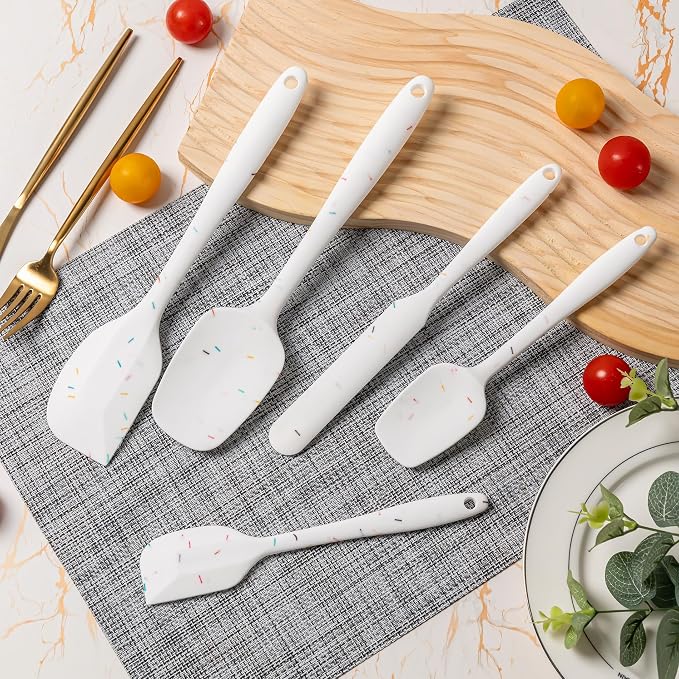 Silicone Spatula Set,5 Piece Food Grade Rubber Spatulas,Candy Color | Spatulas Silicone Heat Resistant for Baking,Cooking,and Mixing High Heat Resistant Non Stick Dishwasher Safe BPA-Free - Image 7