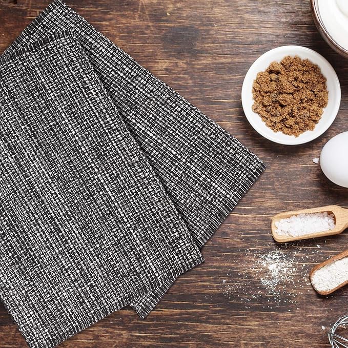 Urban Villa Two Tone Placemat Cotton Tablemat 14x20 (Set of 6) Black White - Image 5