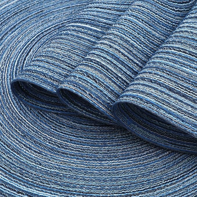 SHACOS Round Braided Placemats Set of 4 Dining Table Placemats 15 inch Circle Place Mats Easy to Clean Table Mats Indoor Outdoor, Blue Gray - Image 6