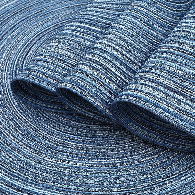 SHACOS Round Braided Placemats Set of 6 Circle Place Mats Kitchen Table Mats for Dining Table Wedding Party (Blue Gray, 6) - Image 4