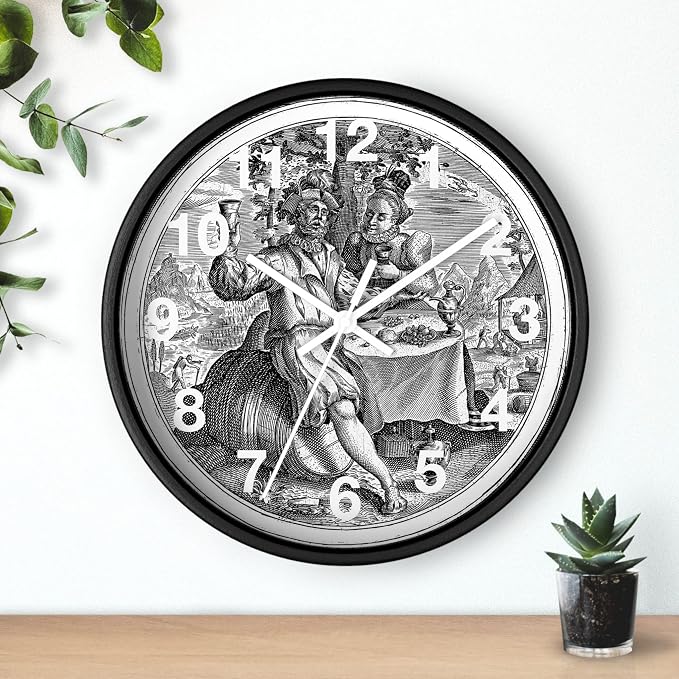 Mozingo ~ Wine Clock for Kitchen Bar Wall It's Wine O'clock Silent Time Gift Home Decor Made In USA, 10" (Hour Marks - Numbers, Clock Frame Color - Black, Wine Theme #02) - Image 3