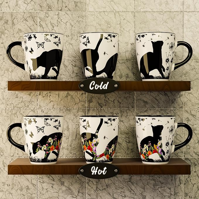 Color Changing Cat Mug for Cat Lovers 12oz | Ceramic Heat Sensitive Coffee Cup for Hot Drinks or Tea | Cute Magic Mug Gift for Women, Mom, Grandma | Perfect Christmas or Holiday Gift for Cat Lovers - Image 2