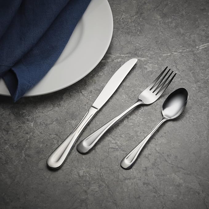 Oneida Satin Sand Dune 20-Piece 18/0 Silverware Set for 4, Flatware | sandblasted finish, dishwasher safe | includes knives, forks, and spoons | heavy duty, cutlery set for kitchen and dining - Image 7