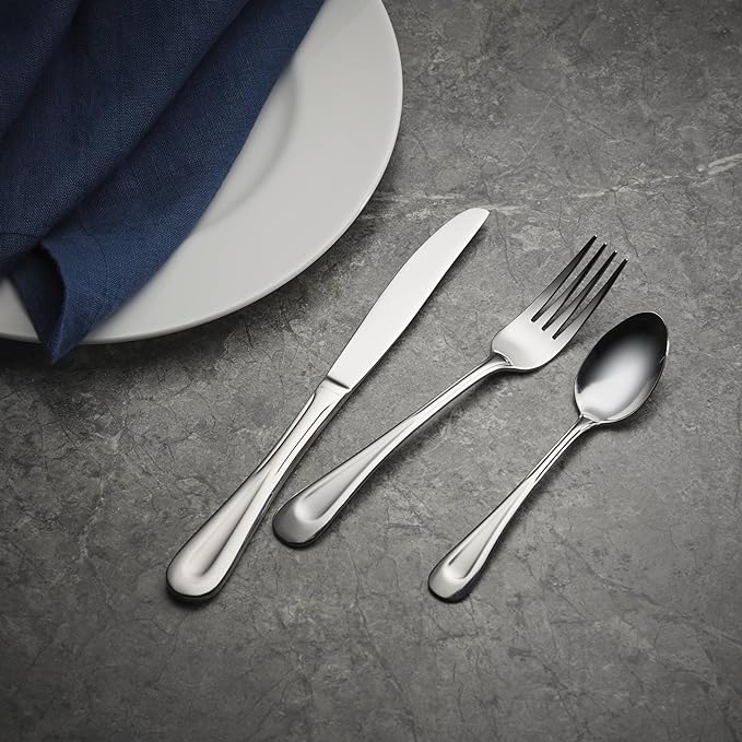 Oneida Satin Sand Dune 45-Piece 18/0 Silverware Set for 8, Flatware | sandblasted finish, dishwasher safe | includes serving spoons and utensil set | heavy duty, cutlery set - Image 7