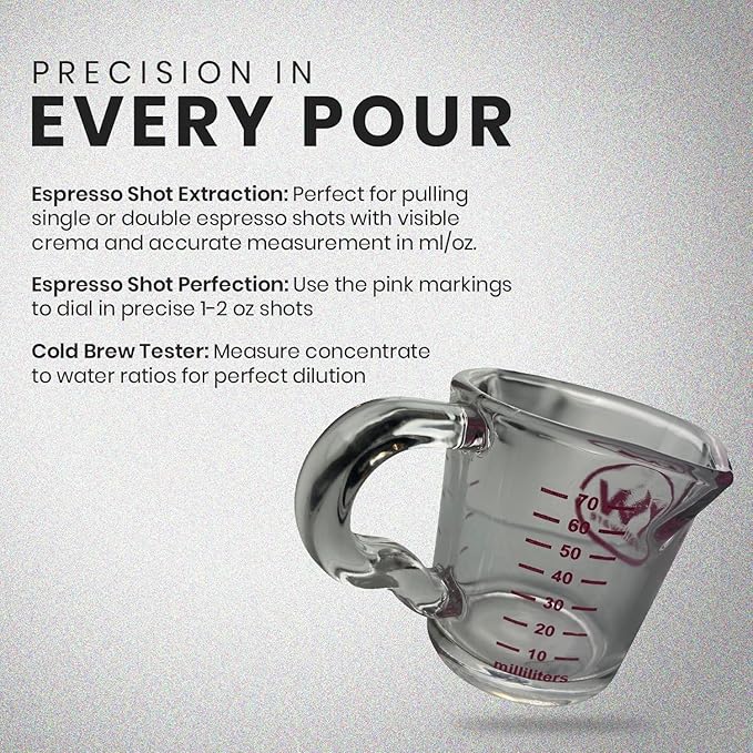 Rattleware 3 oz Espresso Shot Glass Pitcher with Handle - Double Spouted Genuine Barista Measuring Cup with ML & OZ Graduations - Durable Swift Espresso for Pouring Shots & Coffee