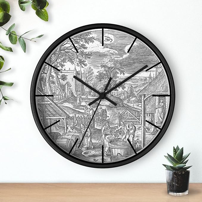 Mozingo ~ Wine Clock for Kitchen Bar Wall It's Wine O'clock Silent Time Gift Home Decor Made In USA, 10" (Hour Marks - Lines, Clock Frame Color - Black, Wine Theme #06) - Image 3