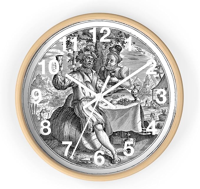 Mozingo ~ Wine Clock for Kitchen Bar Wall It's Wine O'clock Silent Time Gift Home Decor Made In USA, 10" (Hour Marks - Numbers, Clock Frame Color - Natural Wood, Wine Theme #02) by Unknown