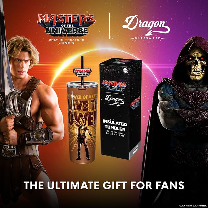 Dragon Glassware x Masters of the Universe Tumbler, 24oz - I Have the Power | Vacuum Insulated Stainless Steel Tumbler with Straw & Lid; With Straw Topper; Official Masters of the Universe 2026 Movie Cup - Image 6