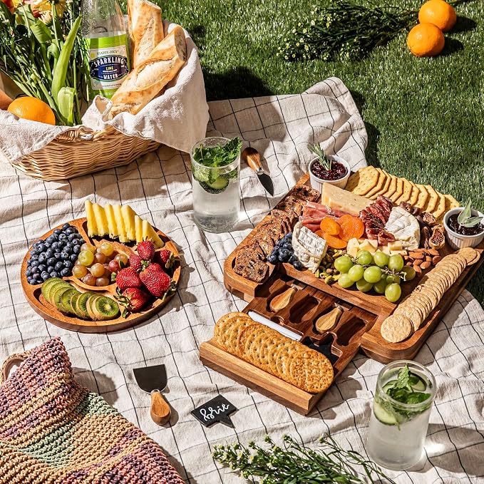 SMIRLY Charcuterie Board Set with Serving Accessories, Acacia | Serving Board Gift for Housewarmings, Weddings and Birthdays, Great for Hosting parties, Wine Nights and Celebrations - Image 8