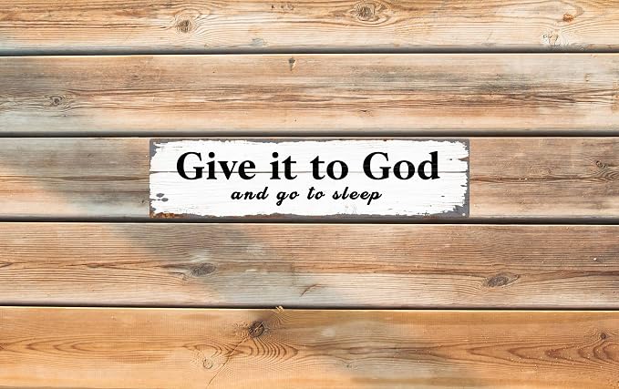 Give It To God Metal Sign 4x16in Rustic Faith Plaque for Bedroom Wall Decor Christian Encouragement Gift - Image 6
