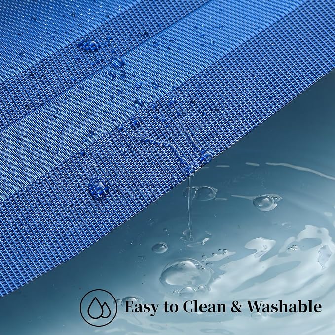 Leetaltree Blue Frame Placemats Set of 8 - Heat Resistant Non-Slip Place mats for Dining Table, Washable Durable PVC Vinyl Woven Table Mats（Blue Frame, 8） - Image 5