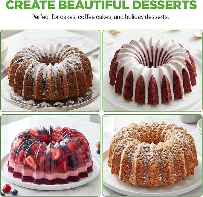 NutriChef Cake Pan - 10 Cups Die Cast Fluted Aluminum Cake Mold, Nonstick for Easy Release and Even Bake, Durable Design, Ideal for Desserts and Casseroles - Image 6