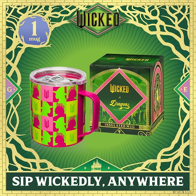 Dragon Glassware x Wicked Stainless Steel Camp Mug with Lid, 12 oz - Pink | Insulated Camping Mug For Coffee, Tea, Matcha, Hot Beverages; Official Wicked Mug - Image 2