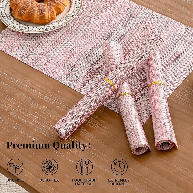 Leetaltree Misty Rose Placemats Set of 4 - Heat Resistant Non-Slip Place mats for Dining Table, Washable Durable PVC Vinyl Woven Table Mats（Misty Rose, 4） - Image 2
