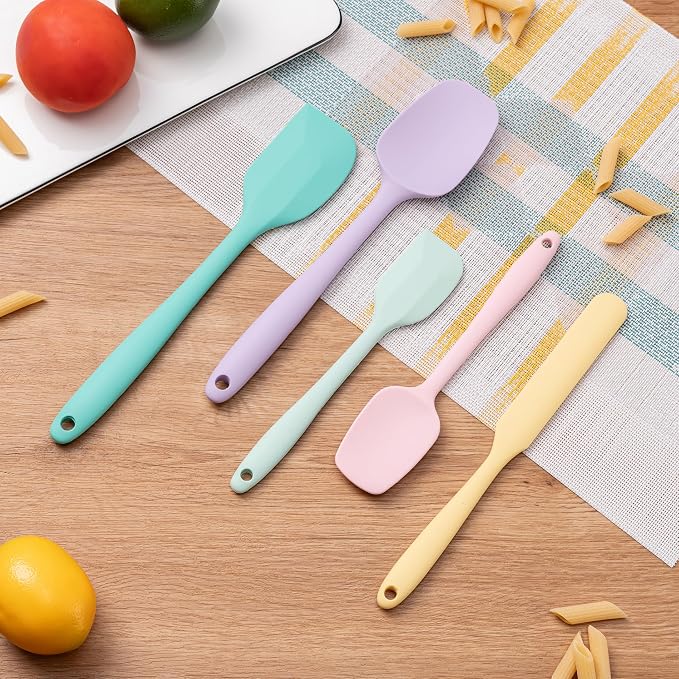 Silicone Spatula Set,5 Piece Food Grade Rubber Spatulas,Multicolor 3 | Spatulas Silicone Heat Resistant for Baking,Cooking,and Mixing High Heat Resistant Non Stick Dishwasher Safe BPA-Free - Image 7