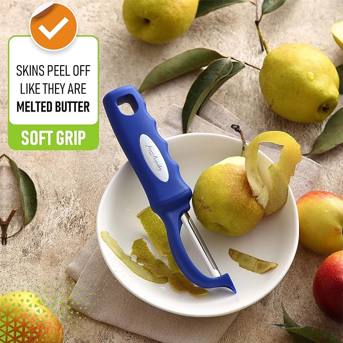 Spring Chef Swivel Potato Peeler with Soft Grip Handle, Set of 2, Sapphire | Premium Vegetable Peeler w/ Sharp Stainless Steel Blades, Multifunctional Food Peeler for Apple, Carrot, Cucumber, Fruit - Image 4