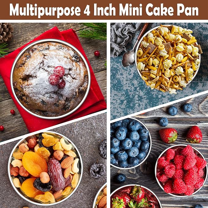 P&P CHEF Cake Pan Set for Baking, 4" + 4" + 6" + 6" Round Cake Pans Tins | 4 Pieces & 2 Sizes, Premium Stainless Steel, Ideal for Layer Tier Cakes in Birthday Wedding, Oven & Pot & Dishwasher Safe - Image 5