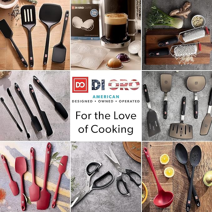 di Oro Living Silicone Spatula Set - Rubber Kitchen Spatulas for Baking, Cooking, Mixing - 600°F Heat-Resistant & BPA Free Silicone Scraper Spatulas for Nonstick Cookware - Dishwasher Safe (3pc, Sage)