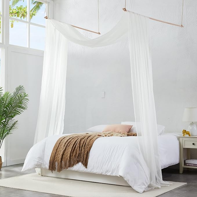 Warm Home Designs 55 x 144 Beige Sheer Window Scarf. AM Beige 144" | Sheer Window Scarves Valances are Great As Wedding Arch Draping Fabric, Bed Canopy Or for Decorative Project. - Image 3