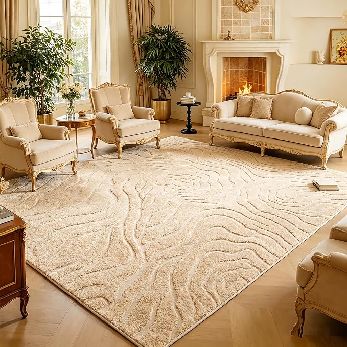 Washable Area Rug 5′3″ × 7′6″ for Living Room Bedroom, Abstraction | Soft Cozy Fluffy Mid Pile Machine Washable Non Slip Boho Modern Accent Rug for Dining Room Nursery Kids Room Dorm Hotel by Ukeler
